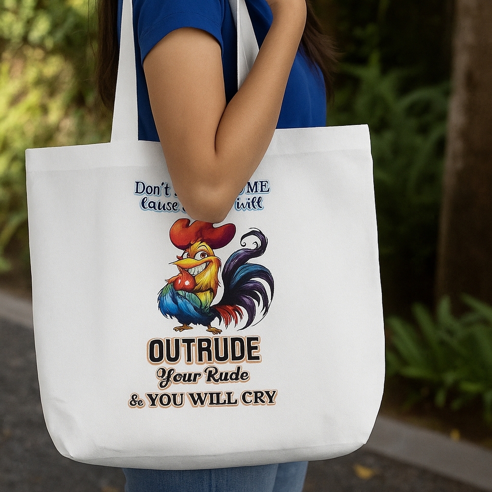 🐓 Funny Rooster Tote Bag – “Don’t Be Rude” Quote | Farmhouse Chicken Gift